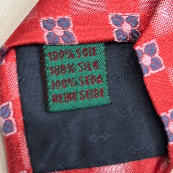 Andrew's Ties Red Geometric Patterned Men's Tie - Made in Italy - Picture 6 of 9